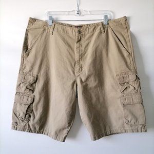 Wrangler Authentics Mens Beige High Rise Flat Front Cargo Shorts Size 40